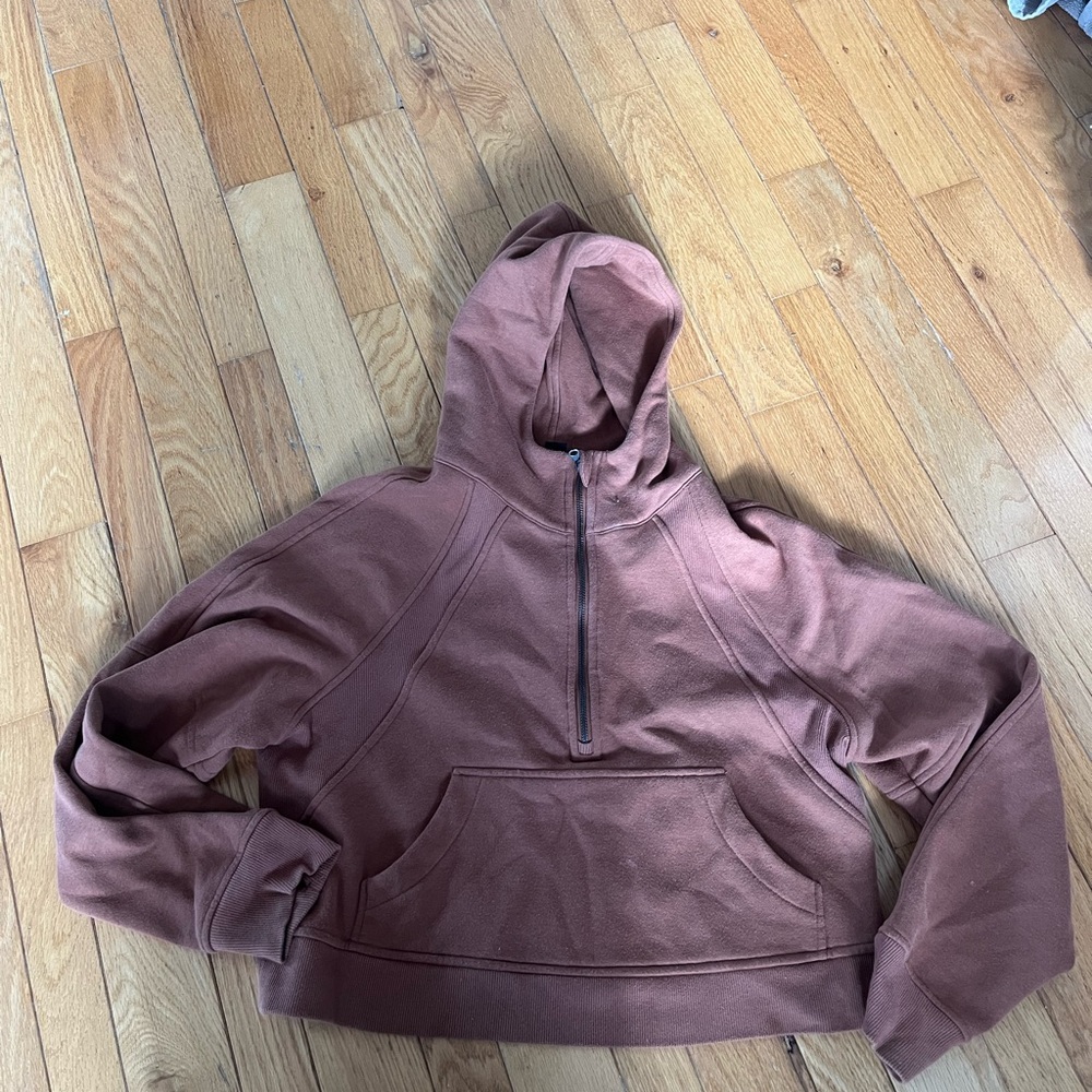 Women's Brown Half-Zip Hoodie